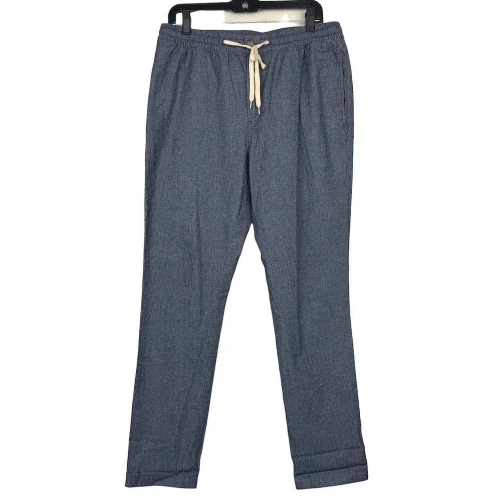 J.Crew Jogger CHAMBRAY Blue Pants Mens 32x30 Cotton Stretch Elastic Waist Casual